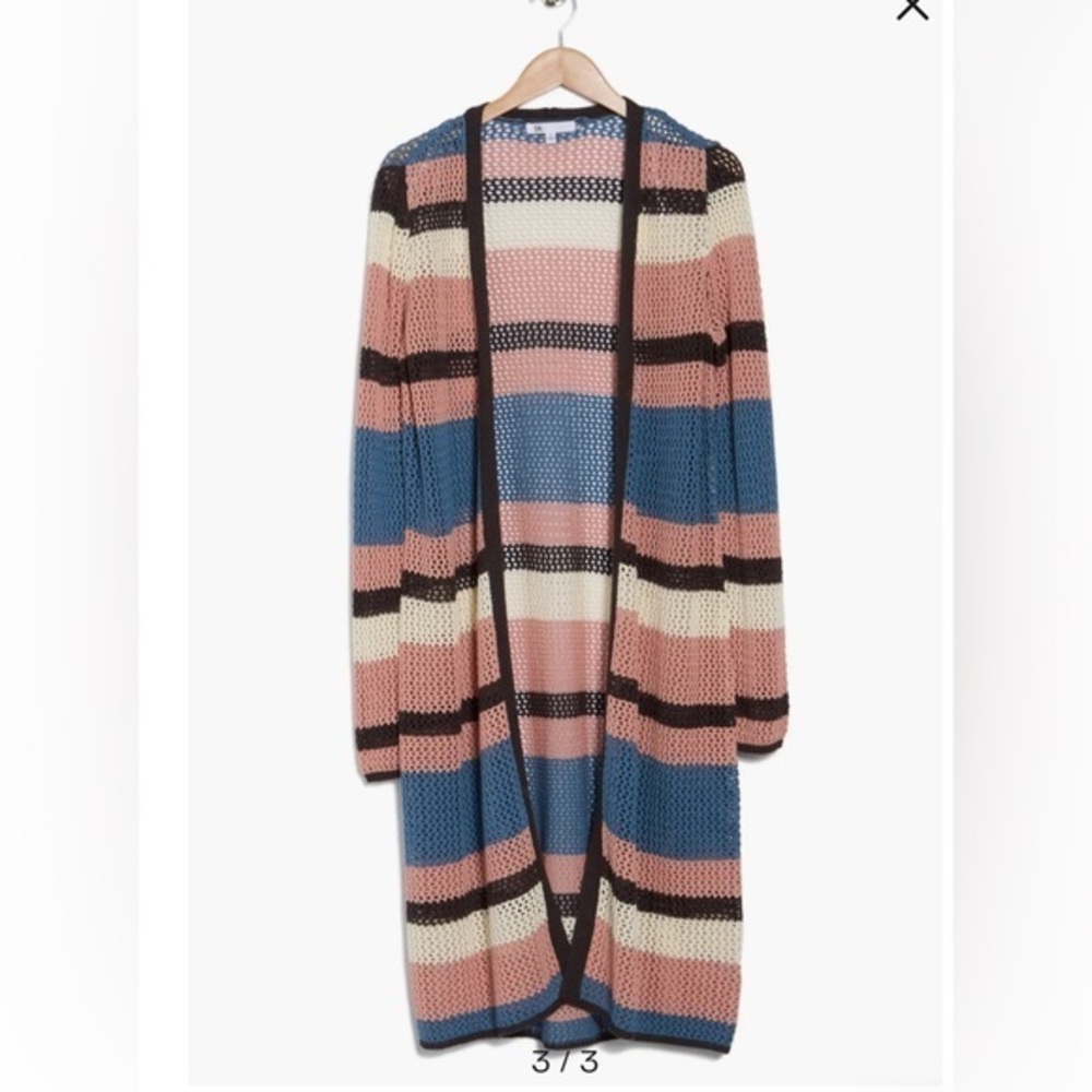 NWT DR2 Stripe Cotton Maxi Sweater Cardigan